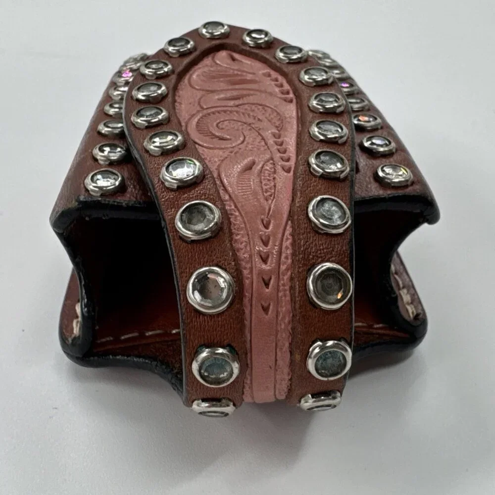 Hilason Hand Tooled Leather Bling Pink Western Cell Phone Case with Belt Clip